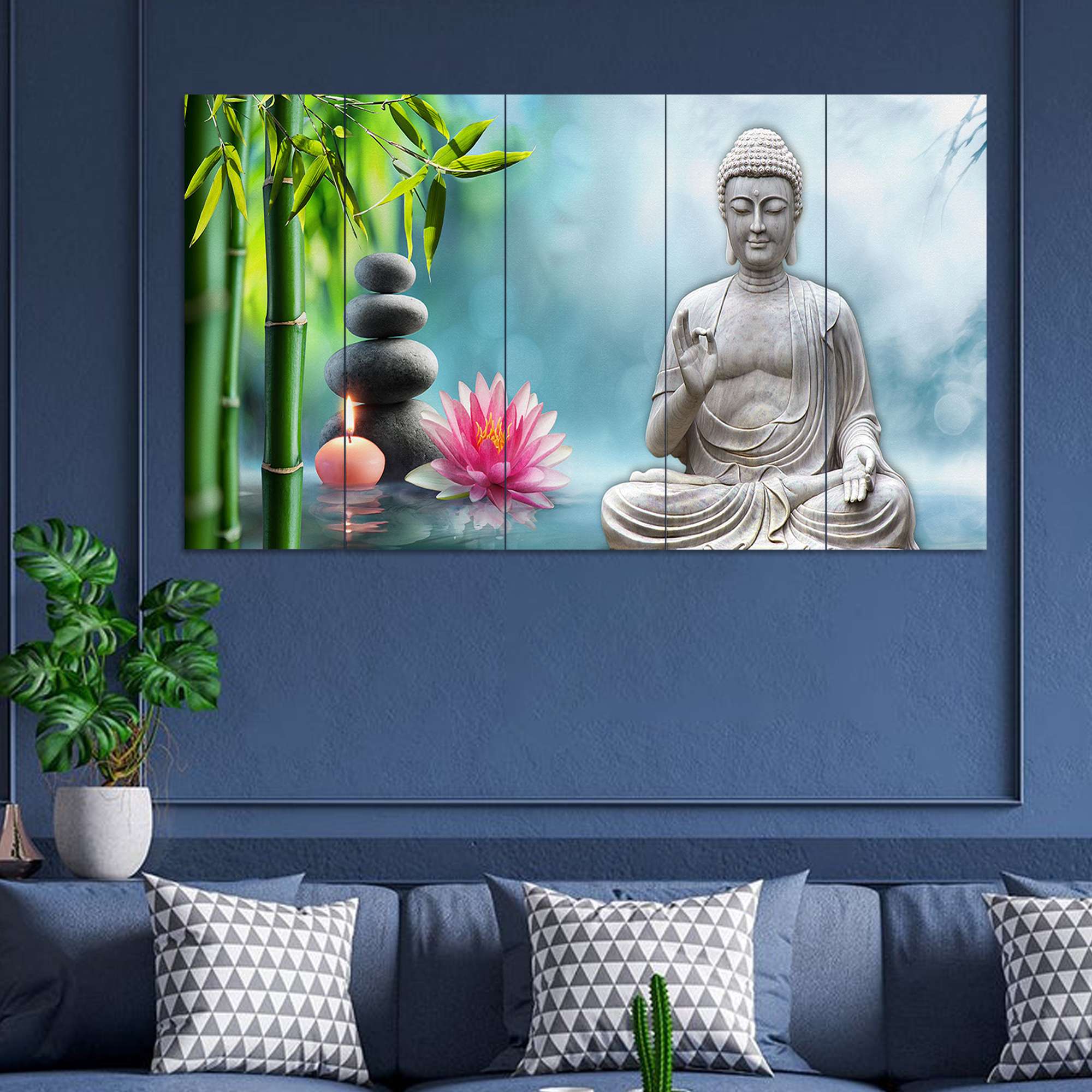 Set Of 5 Wooden Framed Wall Paintings - Image 3